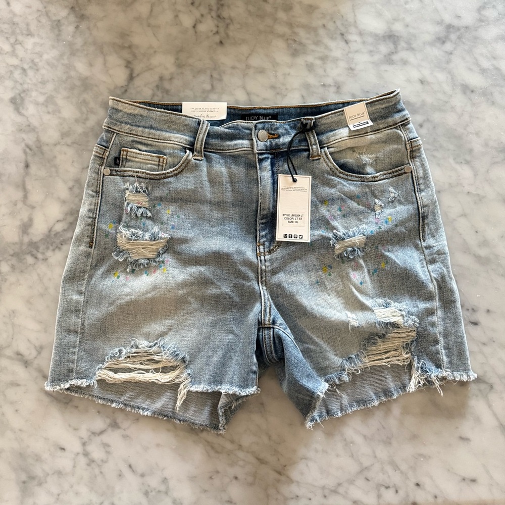 Judy Blue Light Blue Distressed Jean Shorts